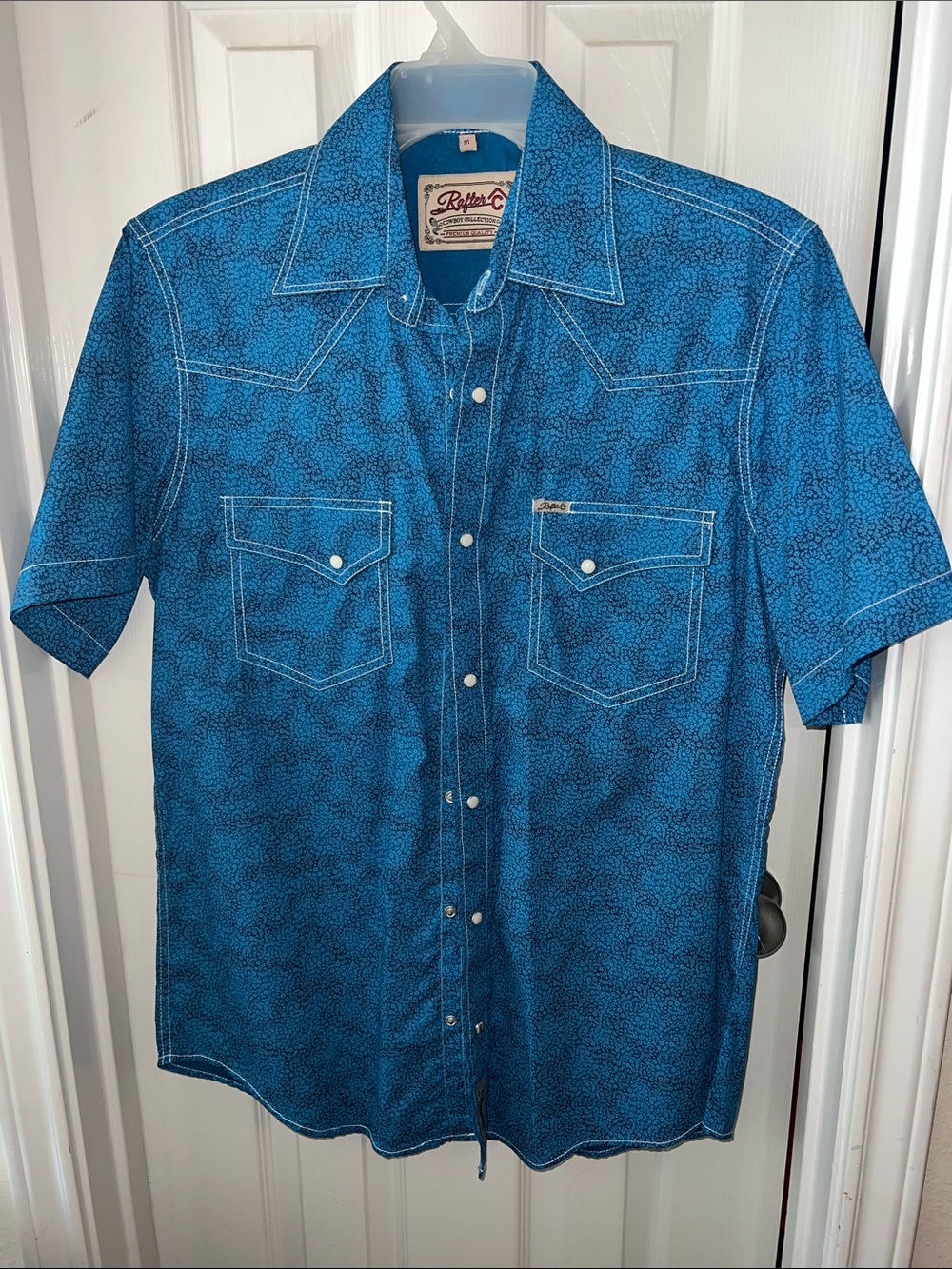 Retro Ranch Short-Sleeve Western Shirt - Blue